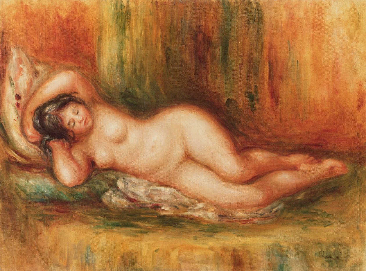 Tilbagelænet badegæst af Pierre Auguste Renoir