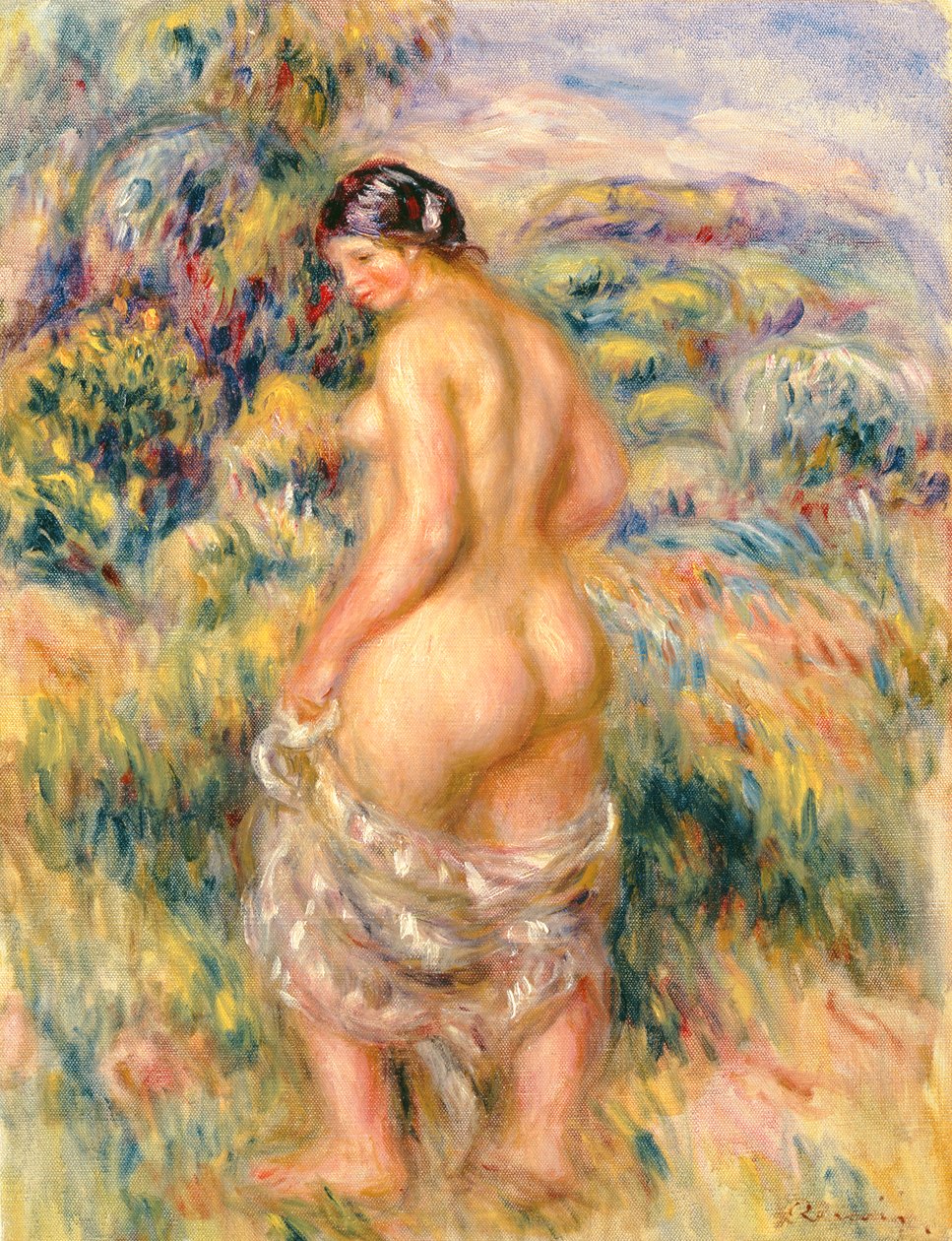 Stående nøgen i et landskab af Pierre Auguste Renoir