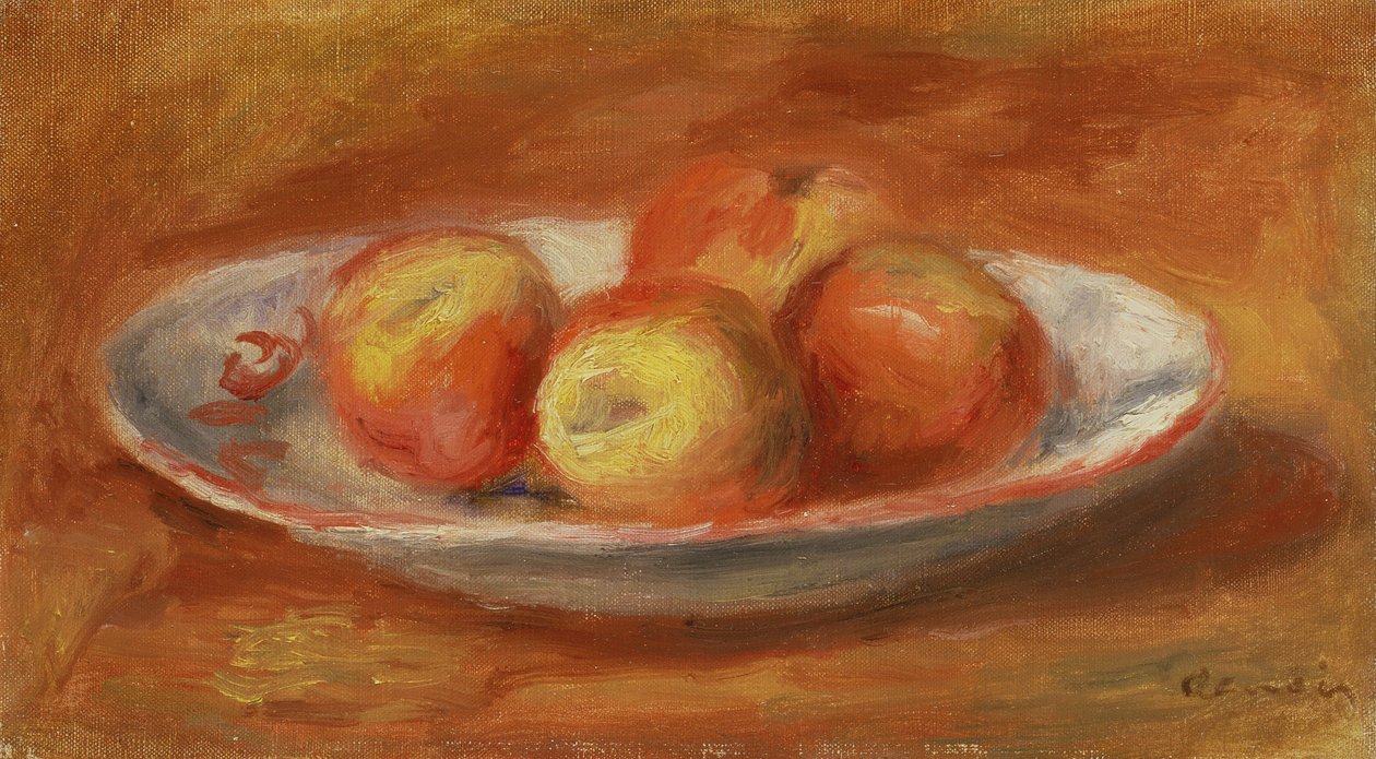 Stilleben med fire æbler på en tallerken, 1914 af Pierre Auguste Renoir