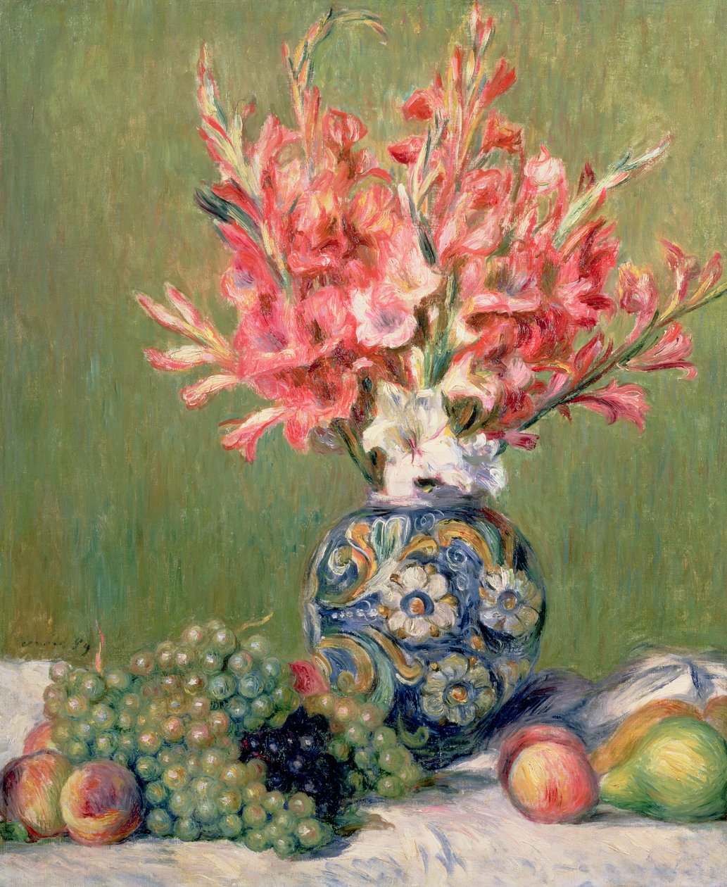 Stilleben af frugter og blomster, 1889 af Pierre Auguste Renoir