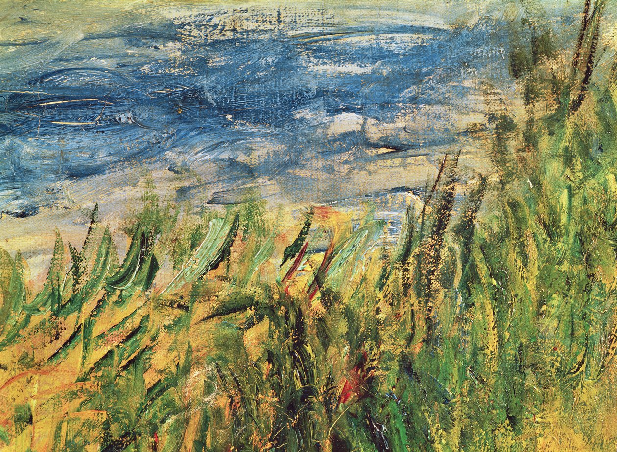 The Banks of the Seine at Champrosay, detalje af vandet og græsset i midten af maleriet, 1876 (detalje af 38573) af Pierre Auguste Renoir