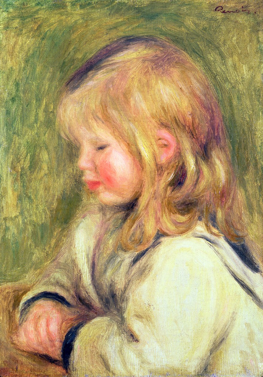 Barnet i en hvid skjorte læser, 1905 af Pierre Auguste Renoir