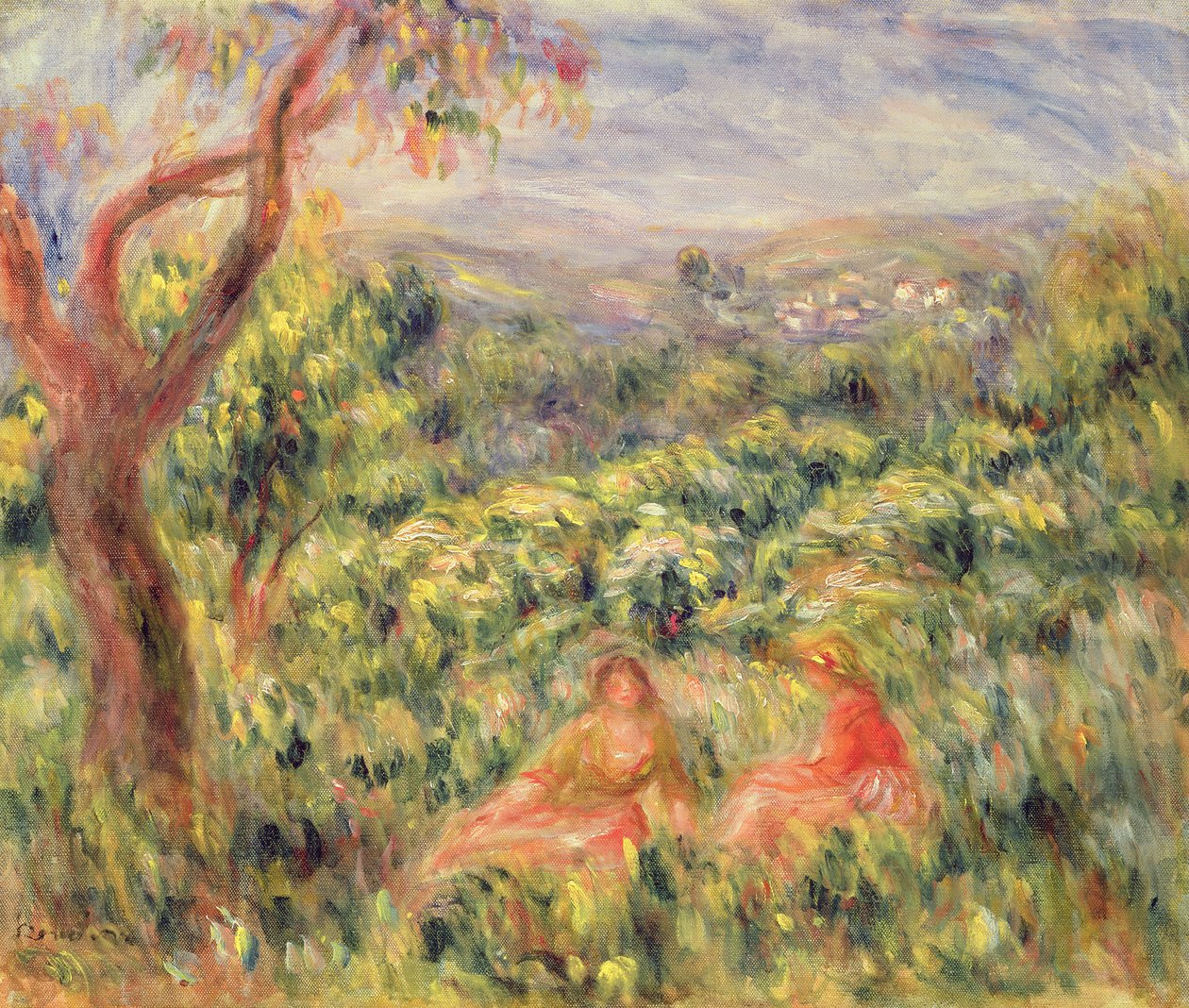 To piger blandt buske, 1916 af Pierre Auguste Renoir