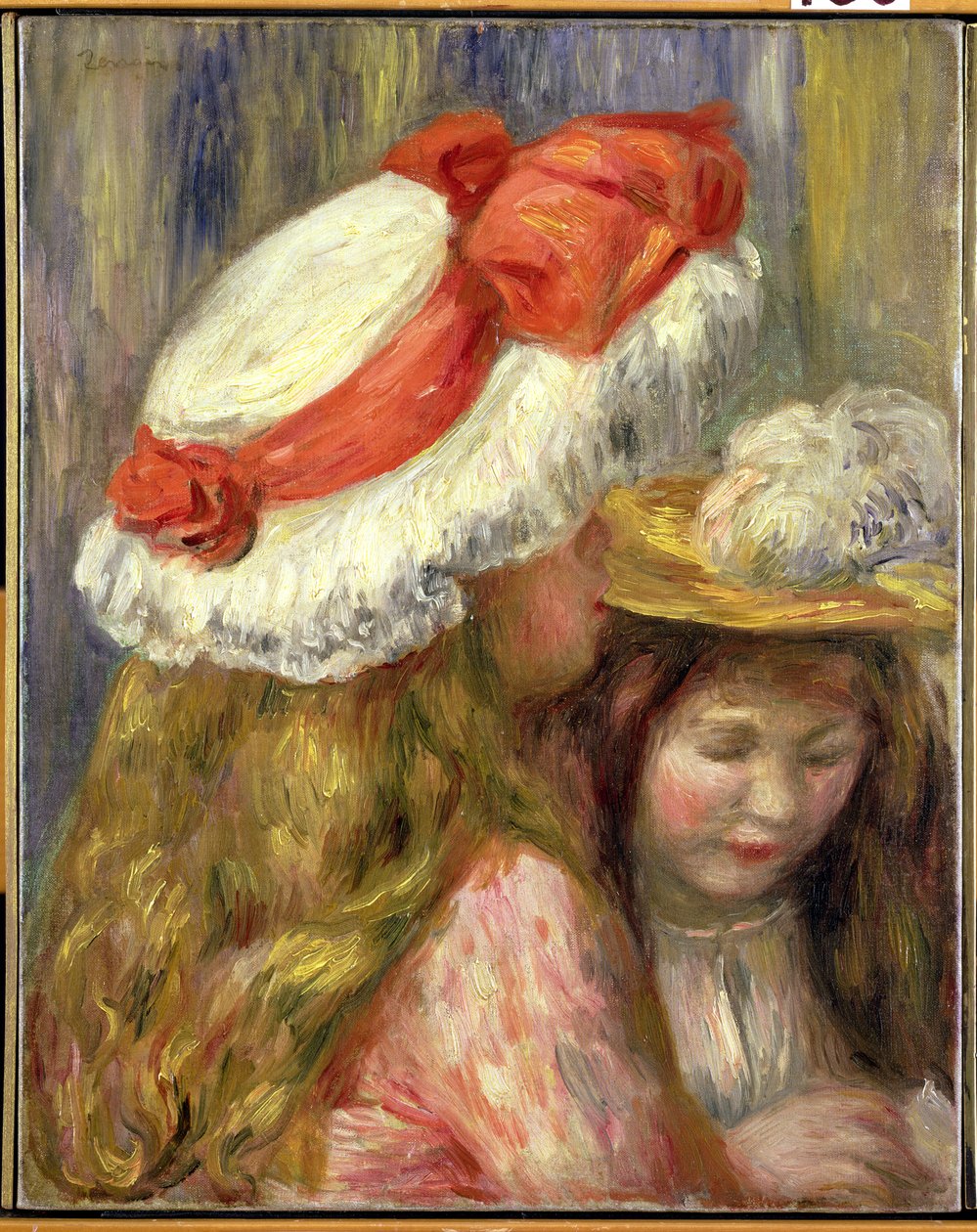 To piger med hatte, ca. 1890 af Pierre Auguste Renoir