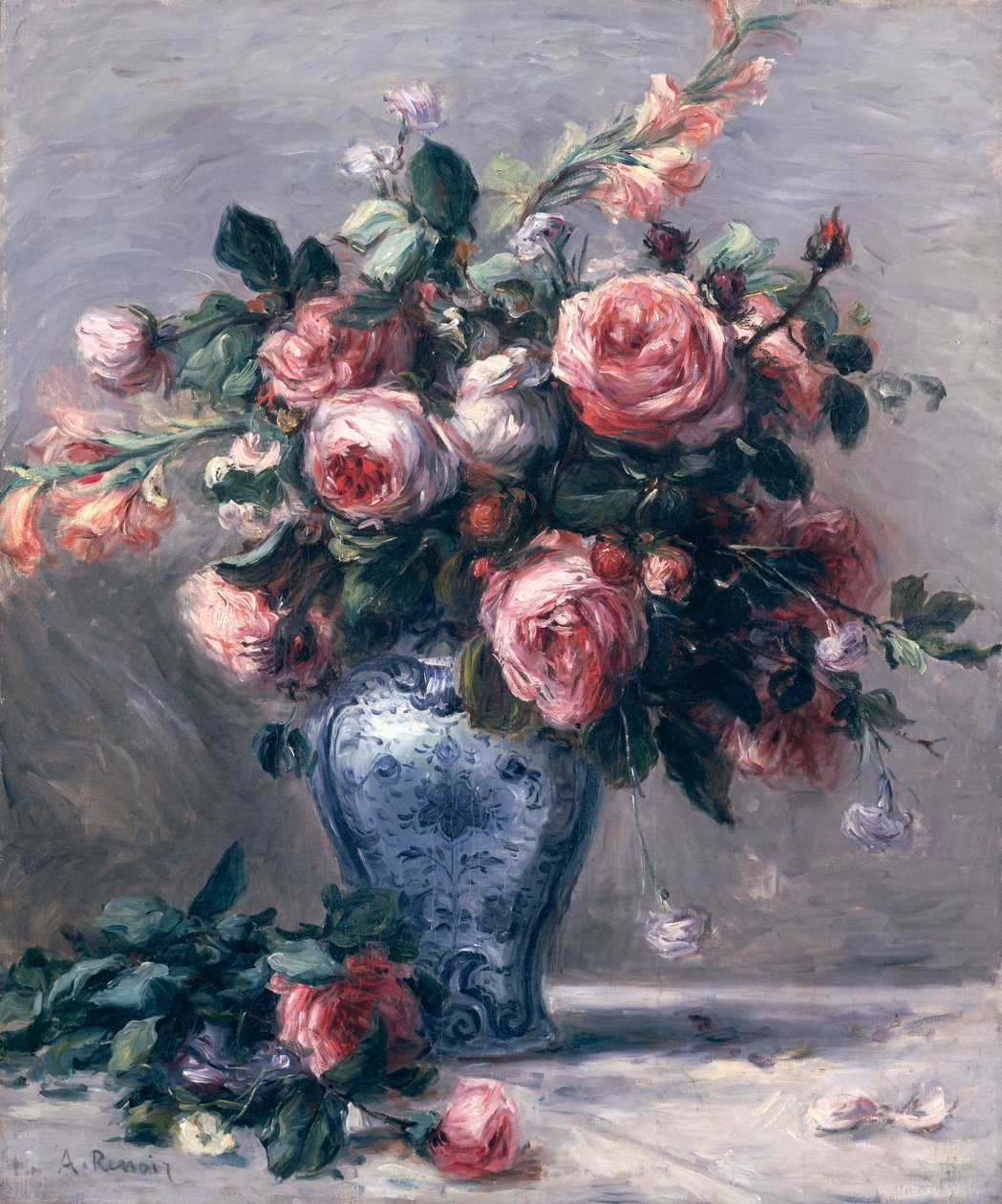 Vase med roser af Pierre Auguste Renoir