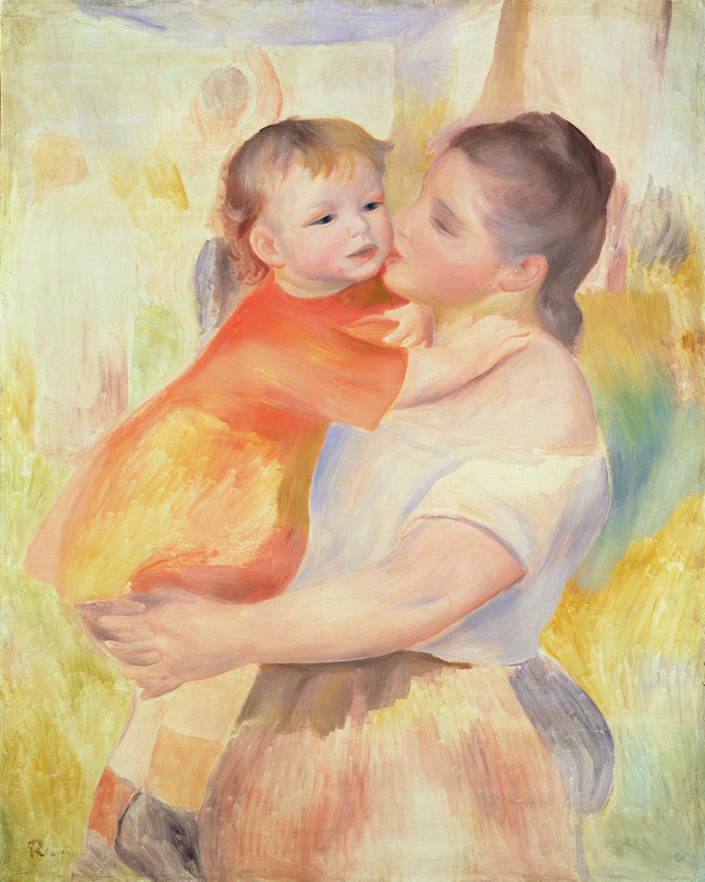 Vaskekone og Barn, 1887 af Pierre Auguste Renoir