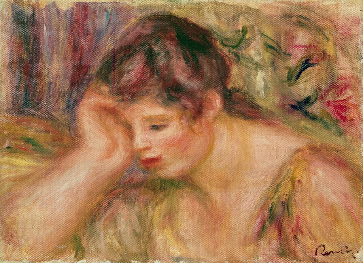 Kvinde lænet, c.1917 af Pierre Auguste Renoir