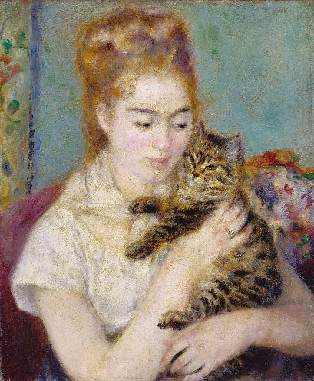 Kvinde med en kat af Pierre Auguste Renoir