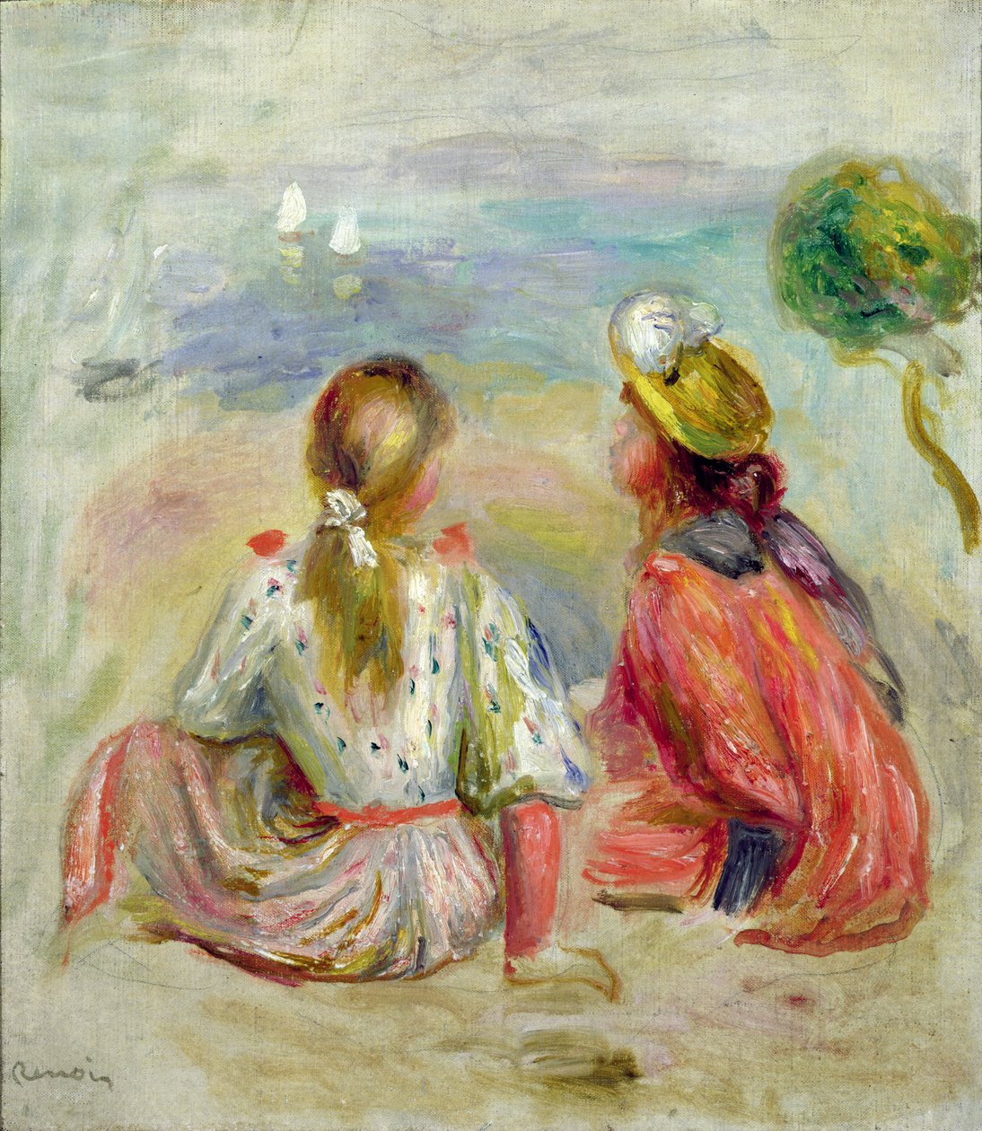 Unge piger på stranden, ca.1898 af Pierre Auguste Renoir