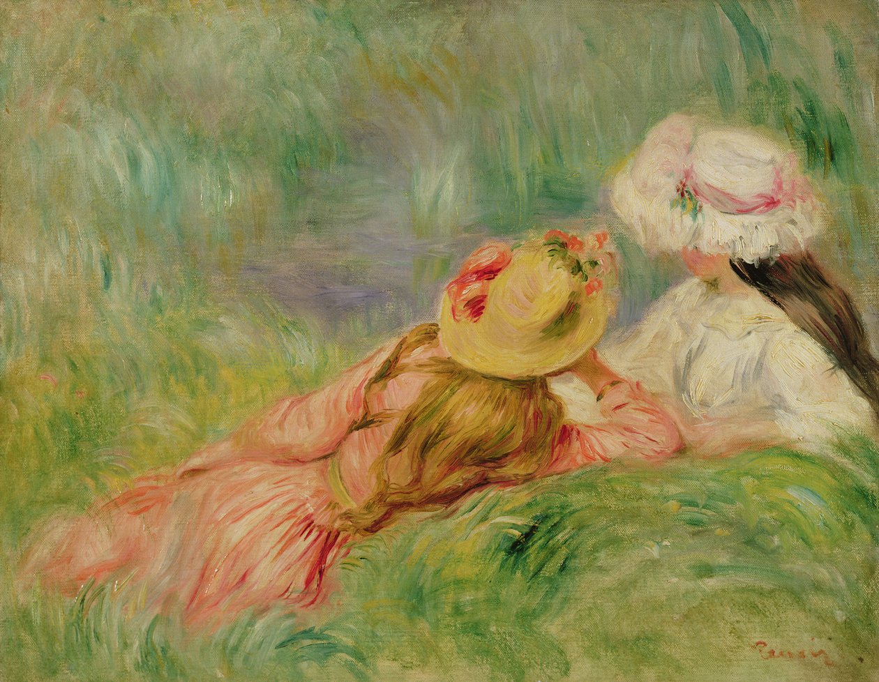 Unge piger på flodbredden af Pierre Auguste Renoir