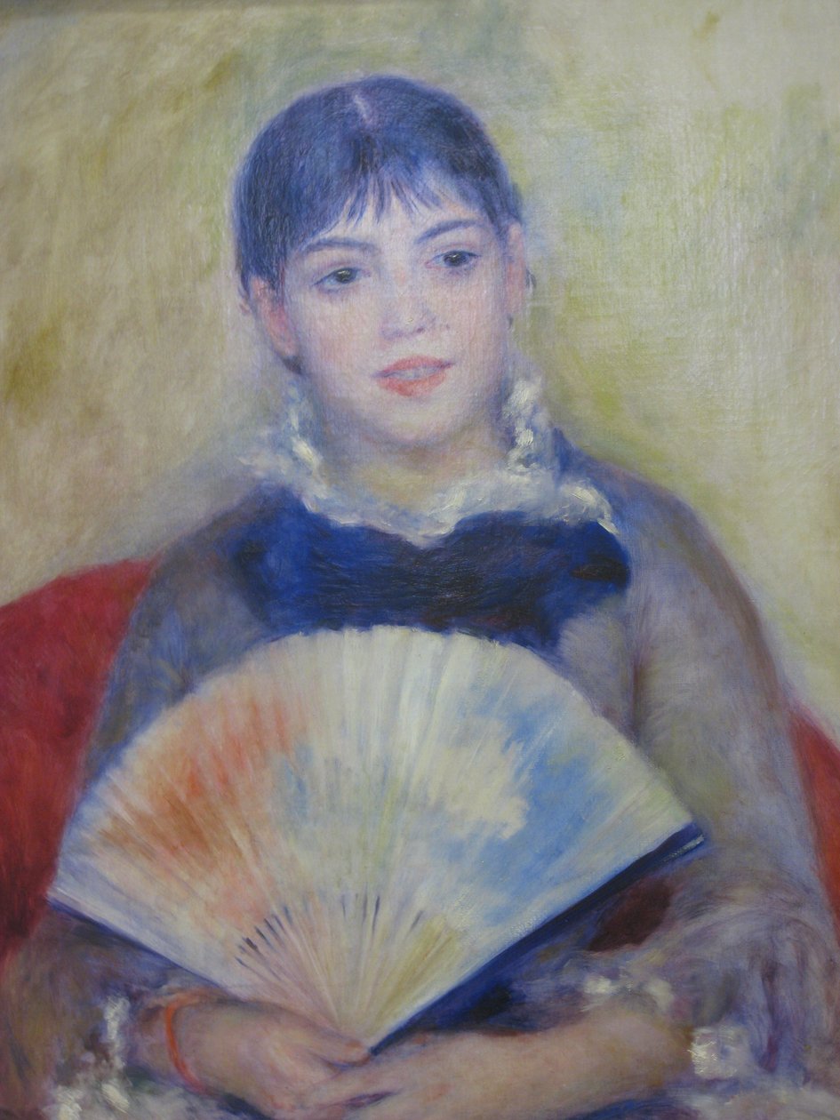 Unge kvinder med ventilator af Pierre Auguste Renoir