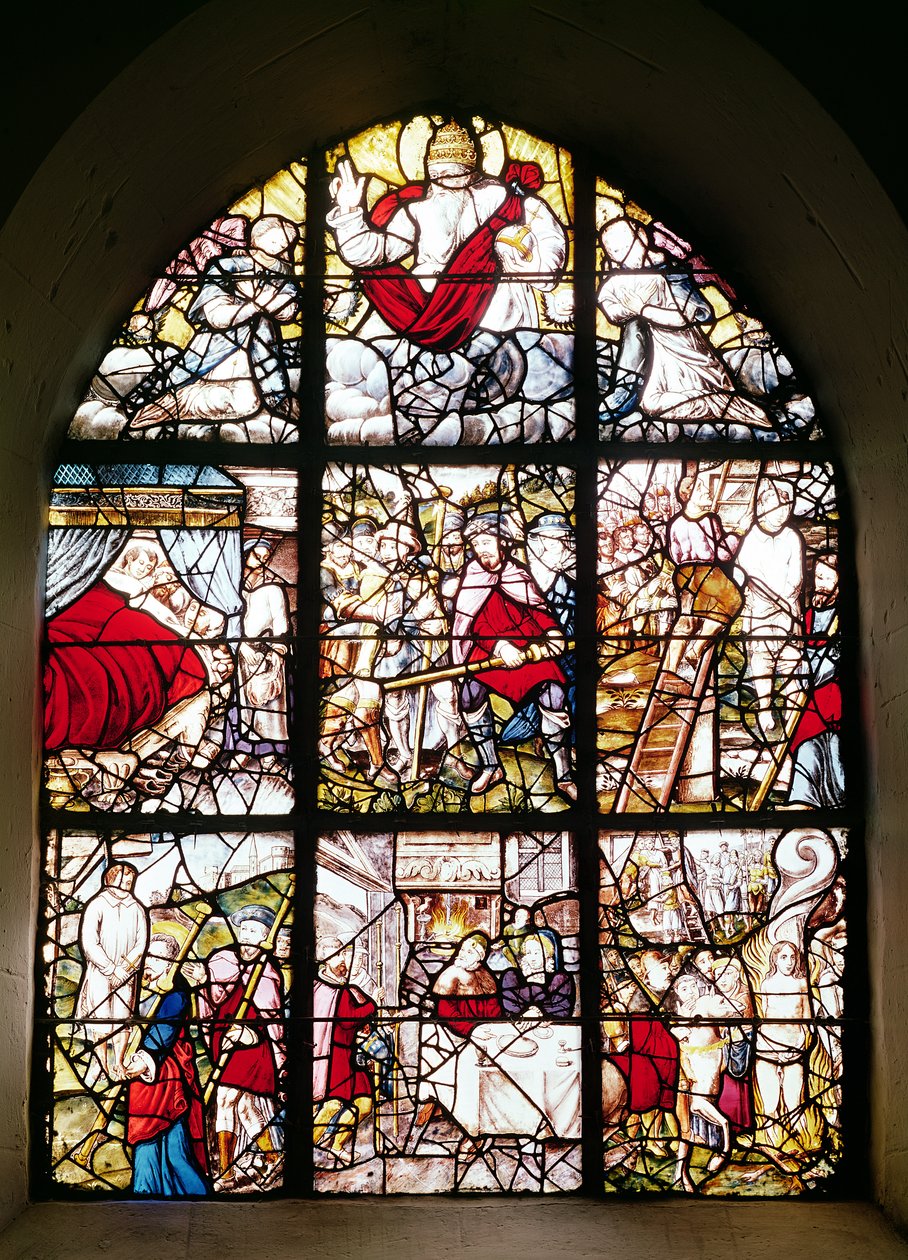 Vindue for pilgrimmene fra St. James af Compostela, 1593 (farvet glas) af Pierre Bacon
