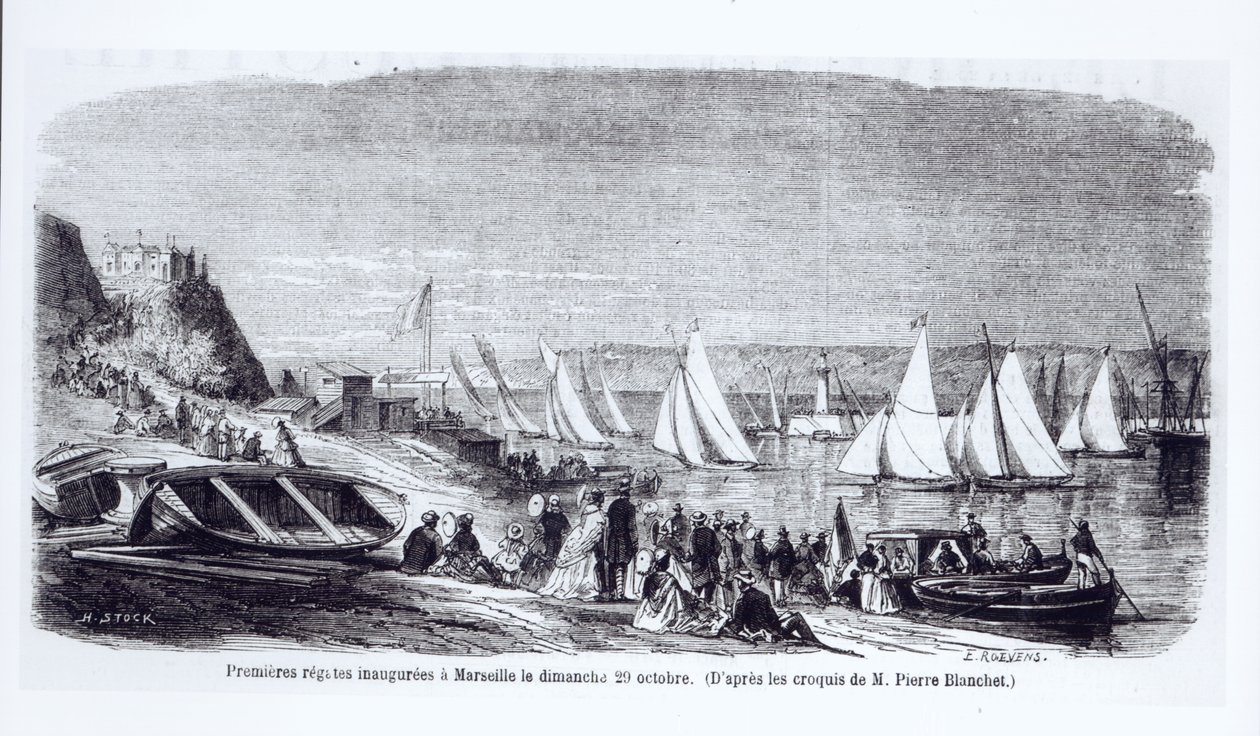 De første regattaer i Marseille, fra Le Monde Illustre, 9. november 1861 af Pierre Blanchet