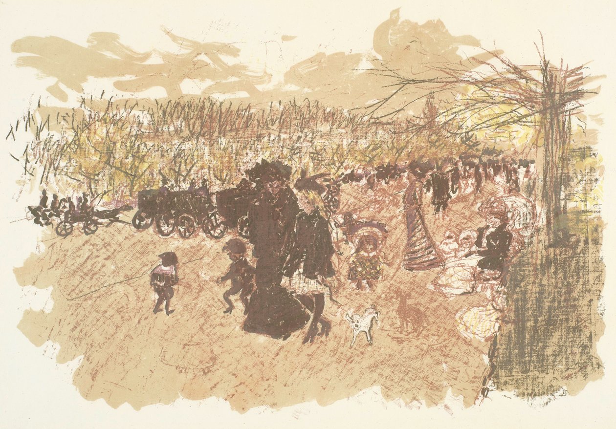 Avenue du Bois, litografi fra serien Nogle aspekter af Paris liv af Pierre Bonnard