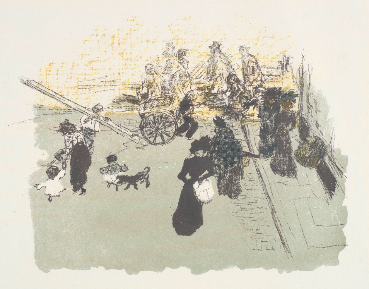 Coin de rue, litografi fra serien Nogle aspekter af Paris liv af Pierre Bonnard