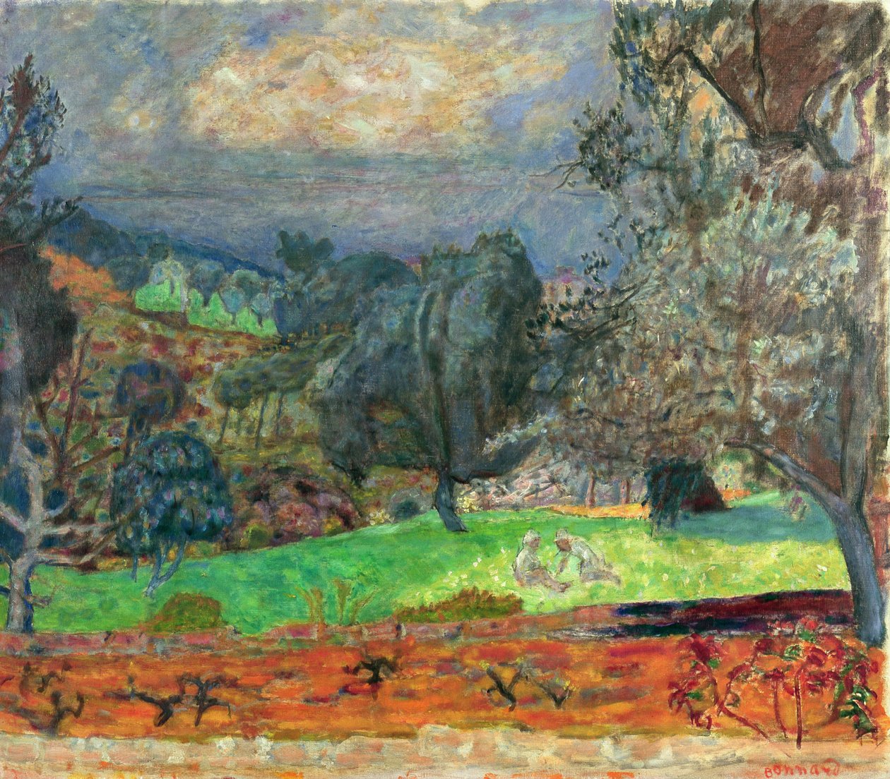Landskab med solnedgang, 1927 af Pierre Bonnard