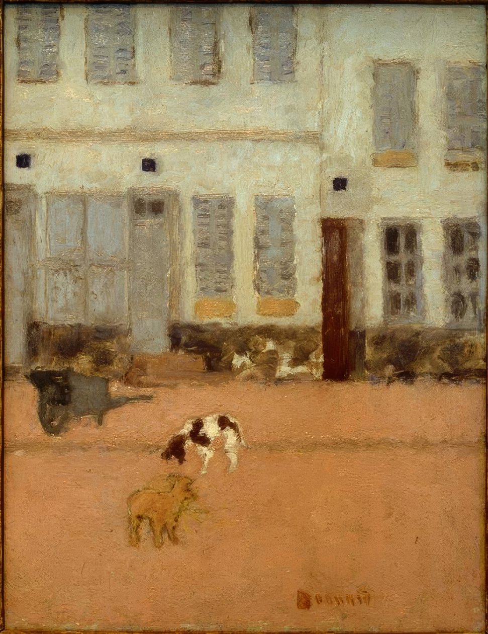 Gade i Eragny-sur-Oise (Les Chiens dEragny) af Pierre Bonnard