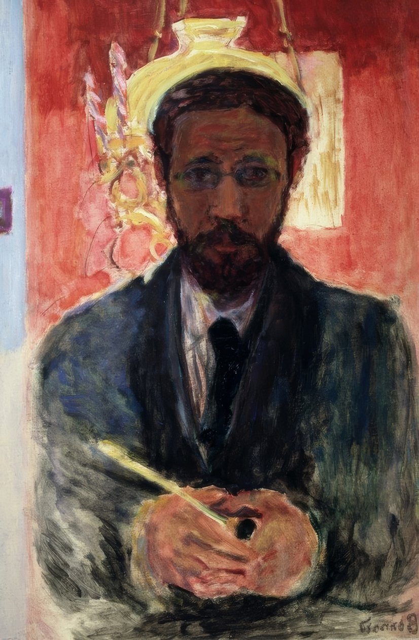 Selvportræt med rør af Pierre Bonnard