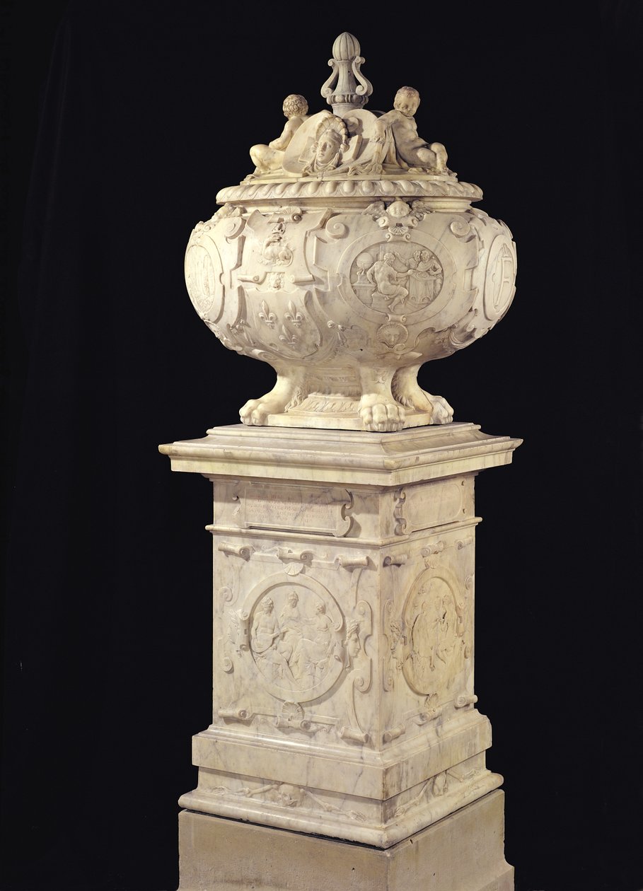 Begravelsesurne med hjertet af Francois I (1494-1547) 1556 (marmor) af Pierre Bontemps