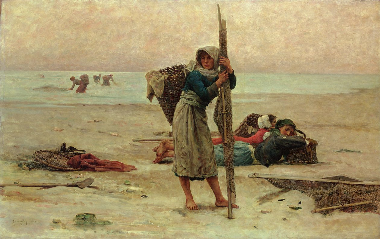 Østersfangst, 1884 af Pierre Celestin Billet