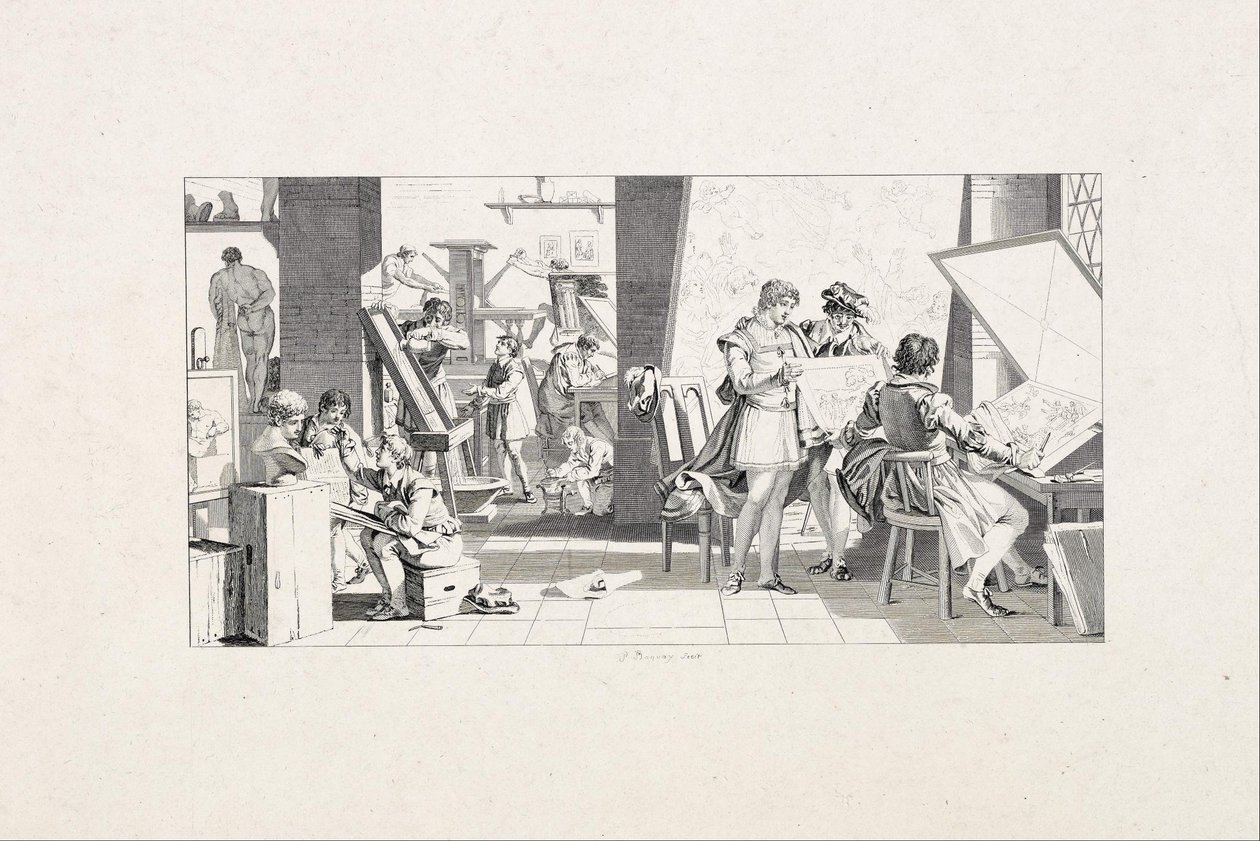Studio af en grafiker af Pierre Charles Baquoy