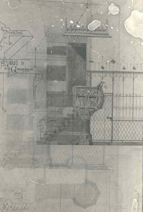 Design til en prædikestol i Sint-Jacobskerk i Haag af Pierre Cuypers