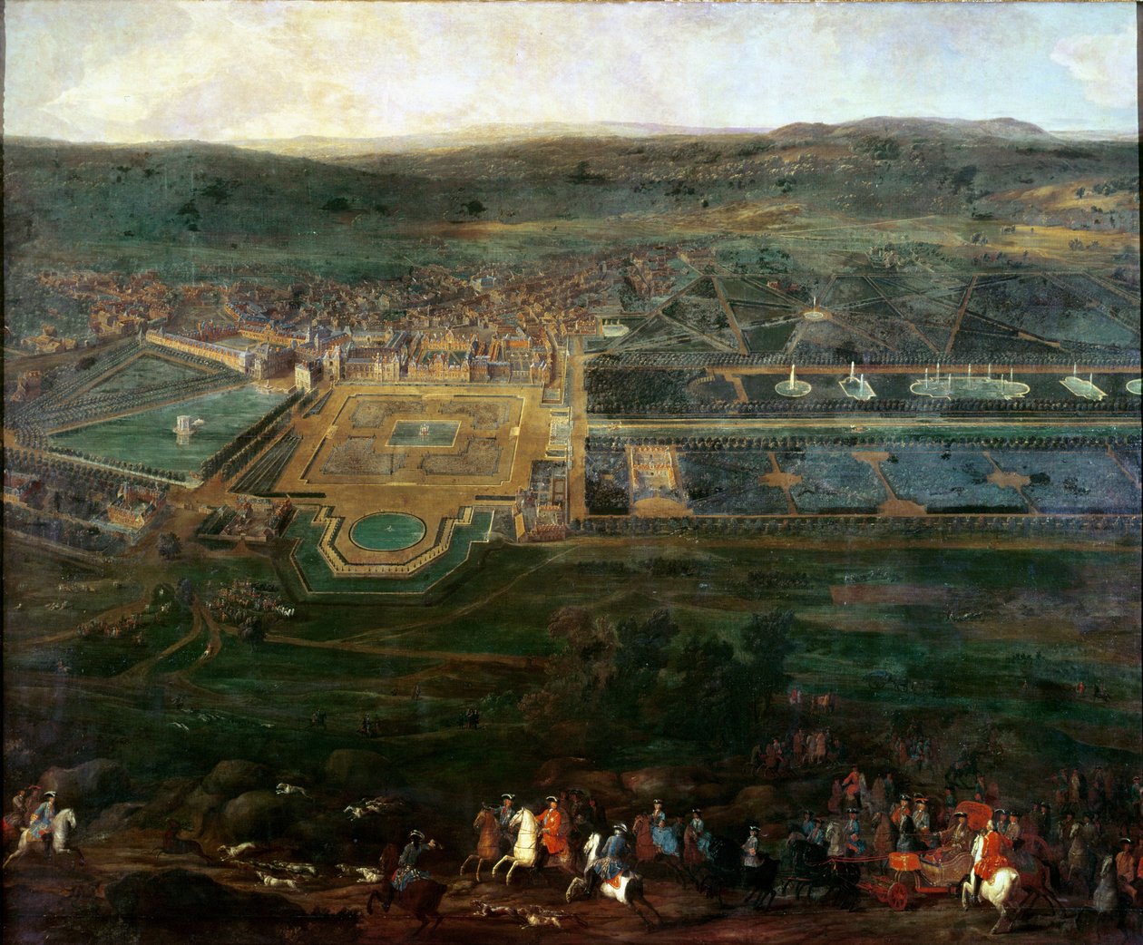 Ludvig XIV (1638-1715) på jagt nær slottet Fontainebleau af Pierre-Denis Martin
