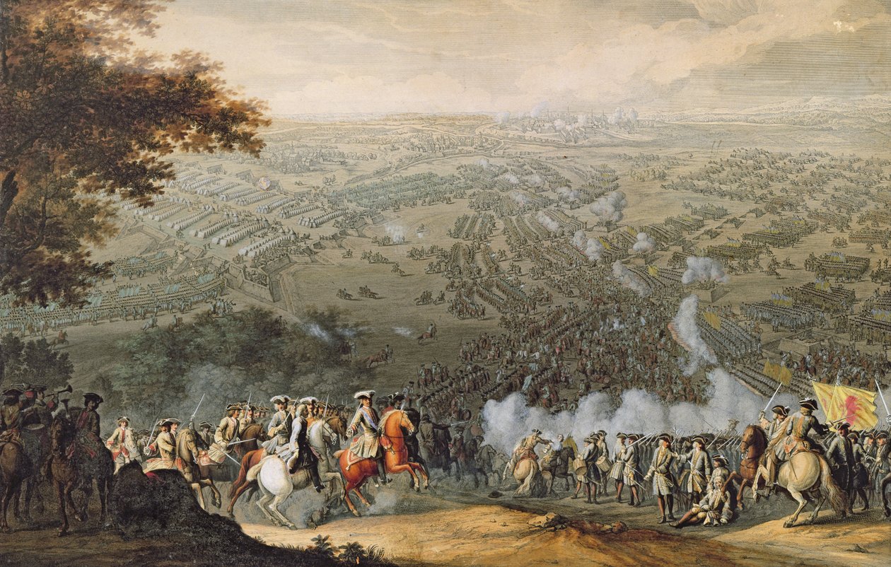 Slaget ved Poltava, indgraveret af en af familien Nicolas Larmessin, 1709 af Pierre Denis Martin