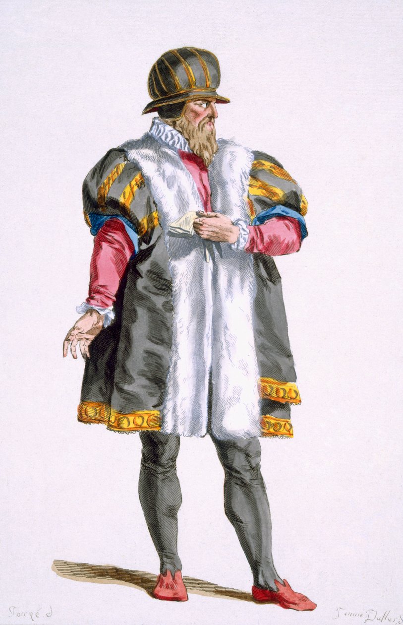 En senator fra Leipzig fra "Receuil des Estampes, Representant les Rangs et les Dignites, suivant le Costume de toutes les Nations existantes", udgivet i 1780 (håndkoloreret stik) af Pierre Duflos