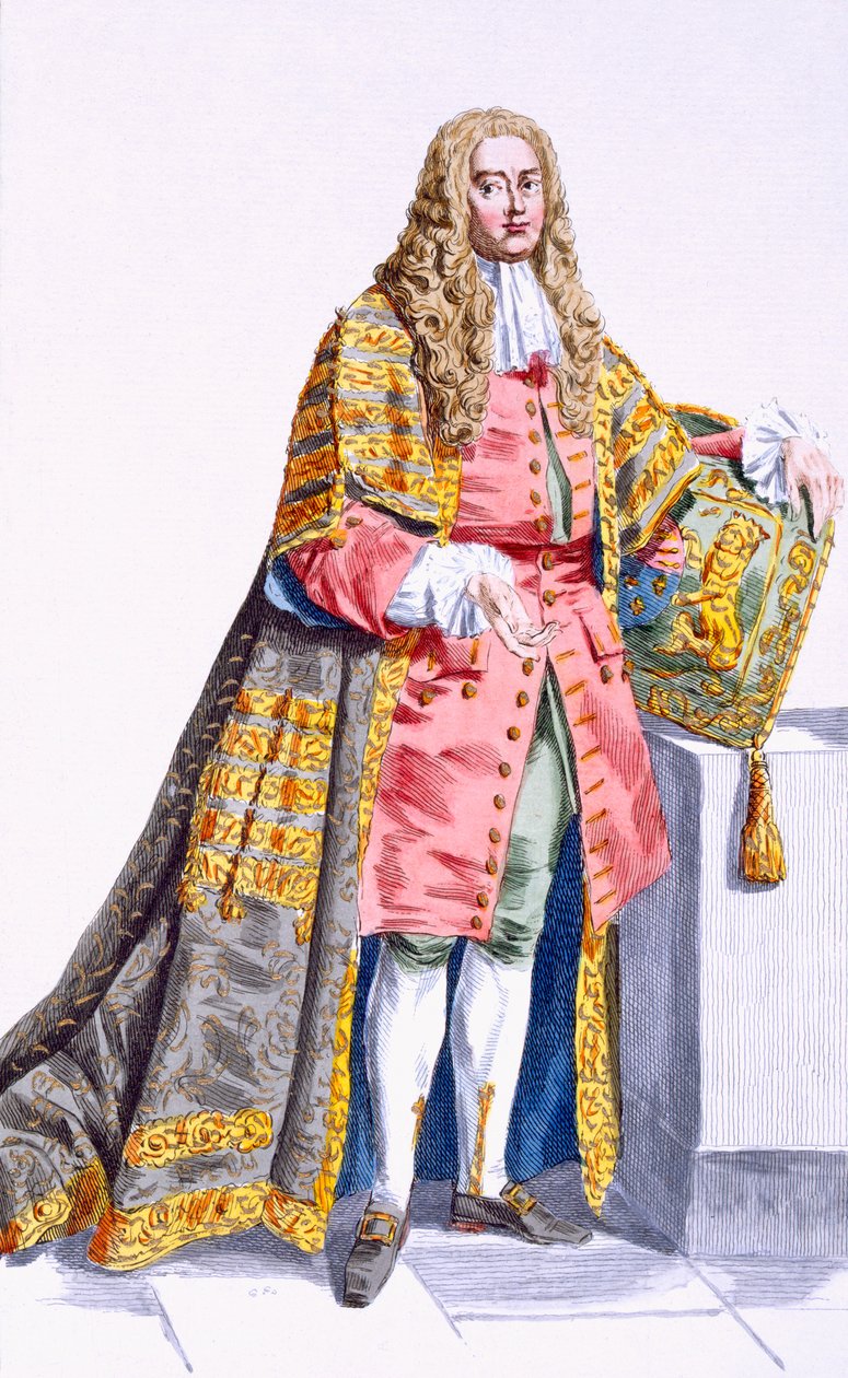 Philip Yorke (1690-1764) First Lord Hardwick fra "Receuil des Estampes, representant les Rangs et les Dignites, suivant le Costume de toutes les Nations existantes", udgivet i 1780 (håndkoloreret eng af Pierre Duflos