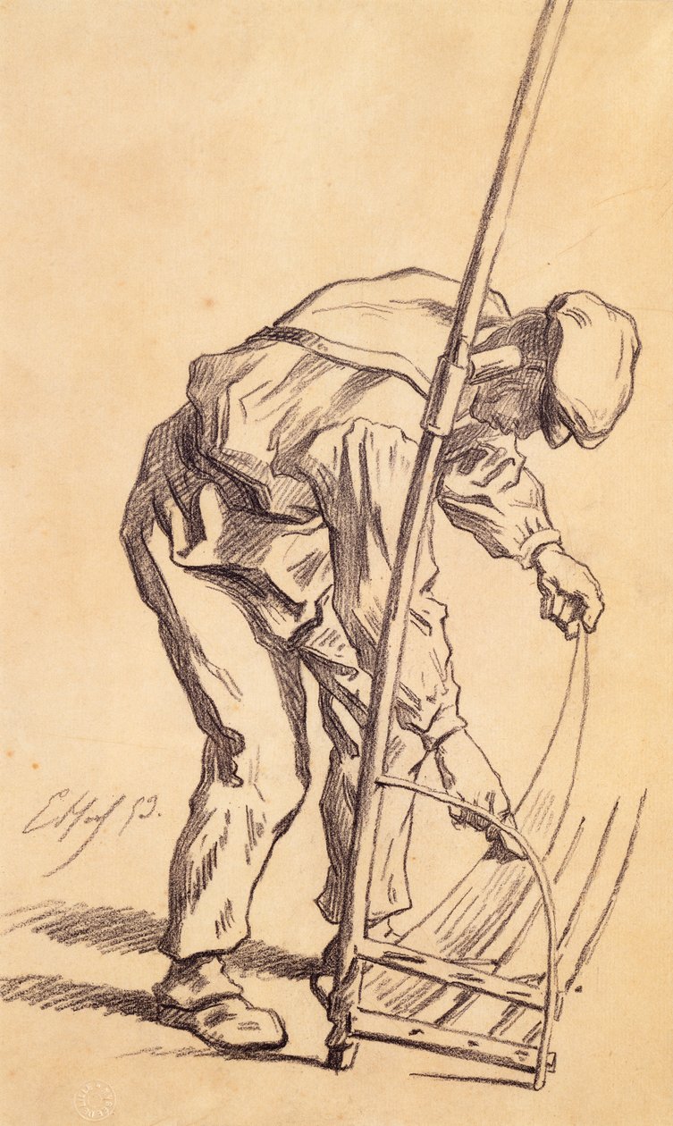 Reaper skærper sin le, 1859 af Pierre Edmond Alexandre Hedouin