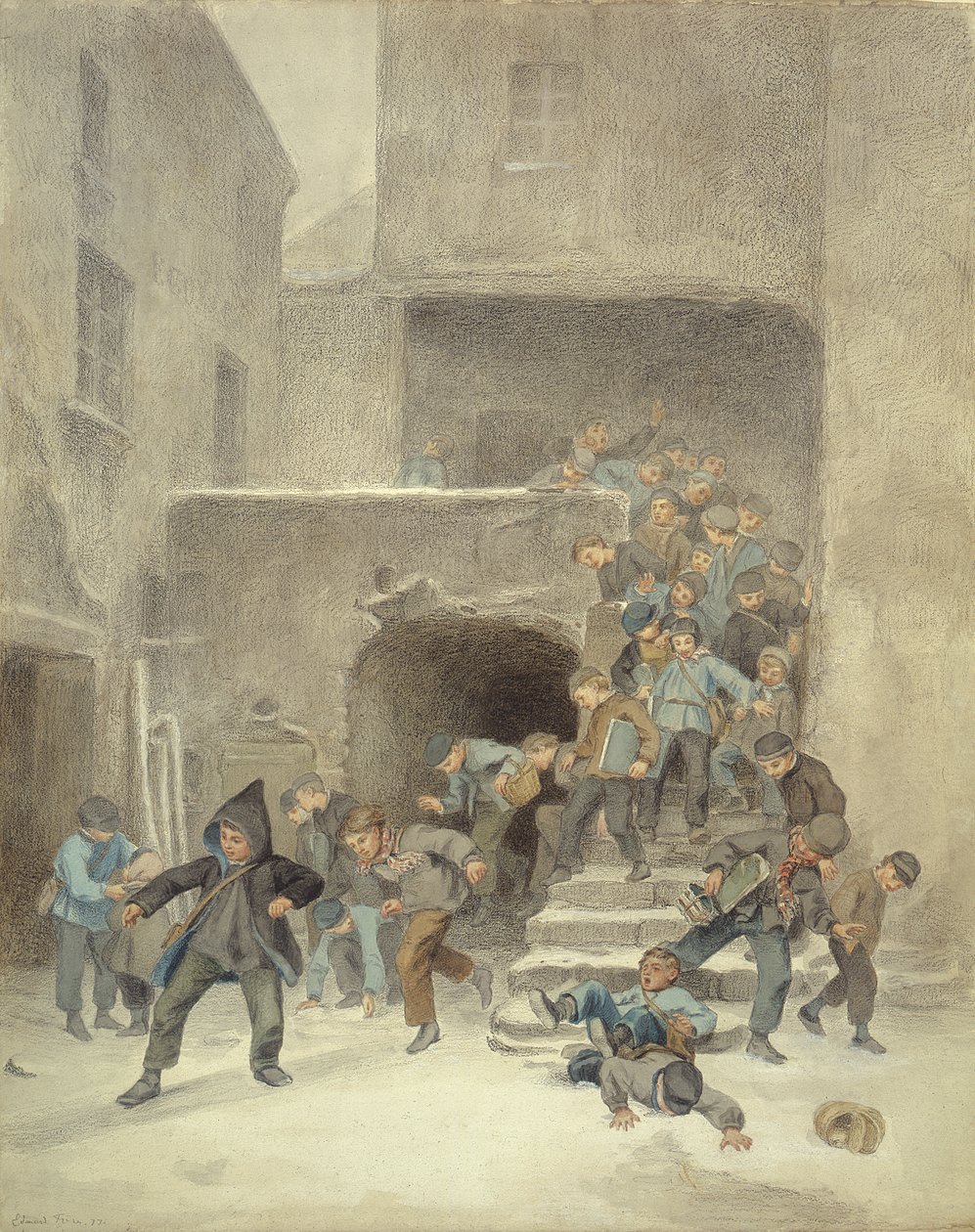 Ud af skolen, 1800-tallet af Pierre Edouard Frere