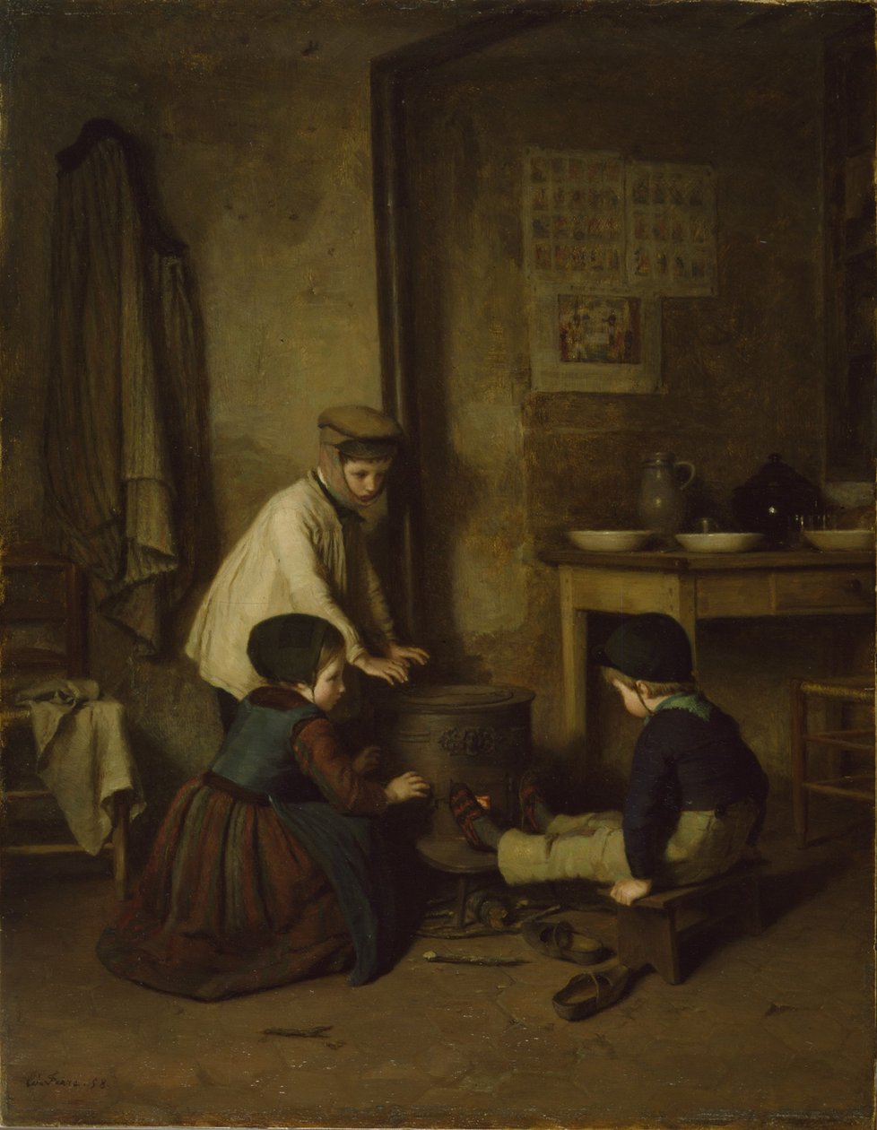 Den kolde dag, 1858 af Pierre Edouard Frere