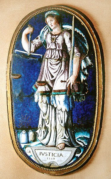 Justice, 1559 (malet emalje) af Pierre I Courteys