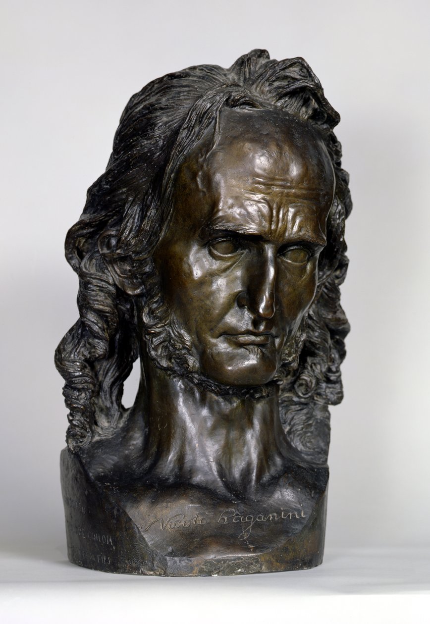 Buste af Nicolo Paganini (1784-1840) 1830 (bronze) af Pierre Jean David d