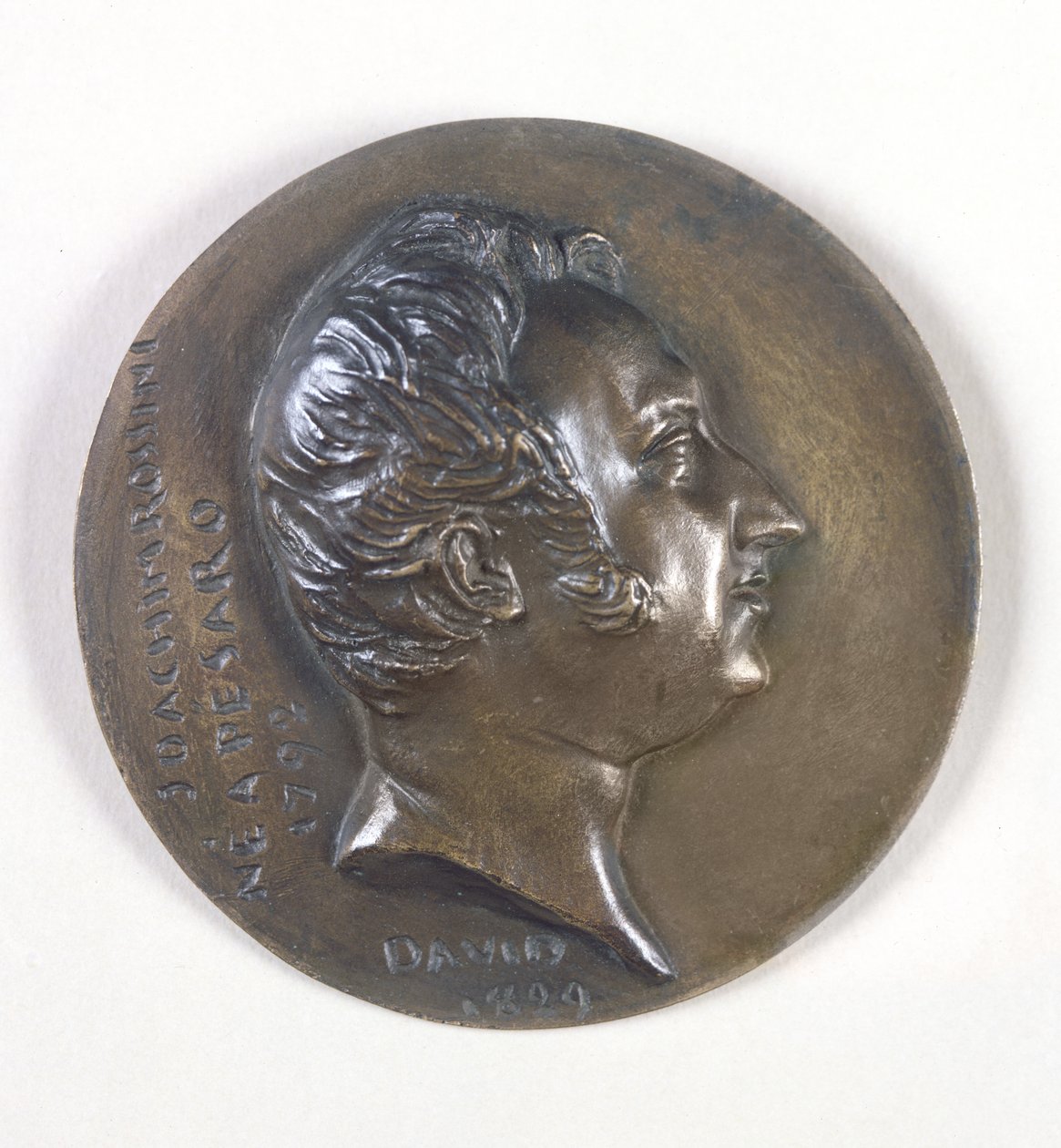 Medaljonportræt af Gioacchino Rossini (1792-1868) 1829 (bronze) af Pierre Jean David d