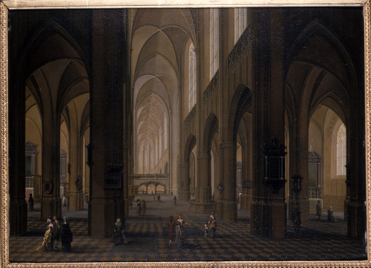 Interiør af en gotisk kirke, 1751-1800 af Pierre Joseph Lafontaine