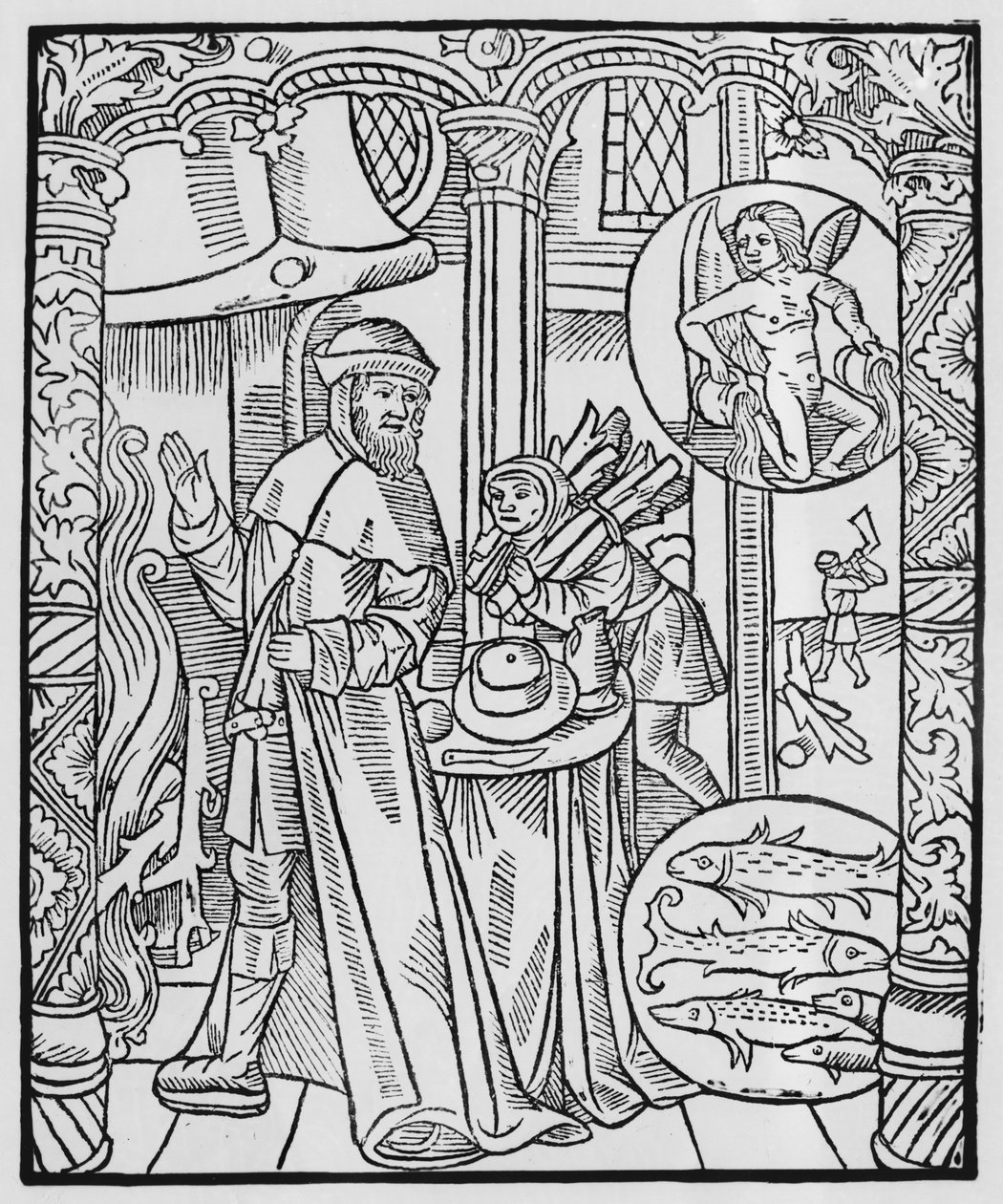 februar, interiør scene, Vandmanden, illustration fra 
