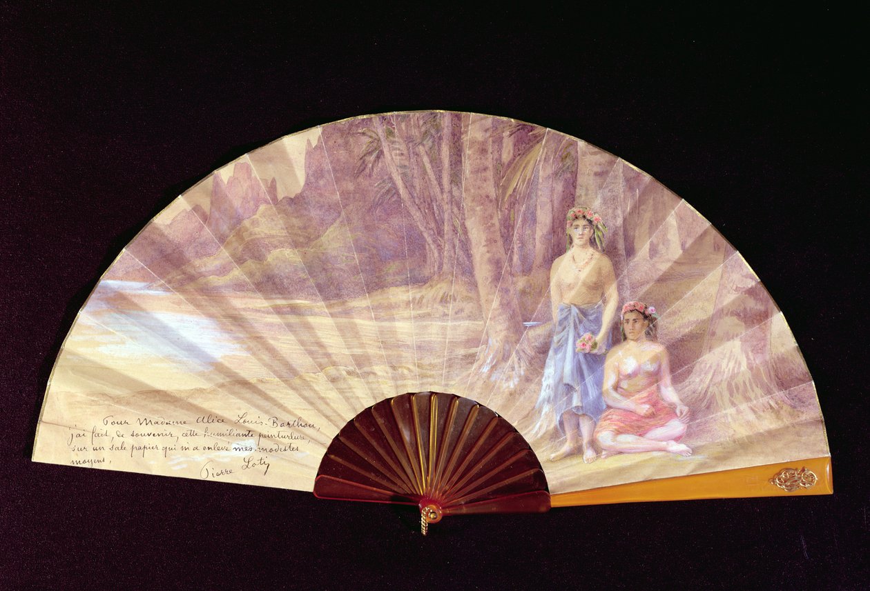 Fan malet for Madame Alice Louis-Barthou, 1910 af Pierre Loti