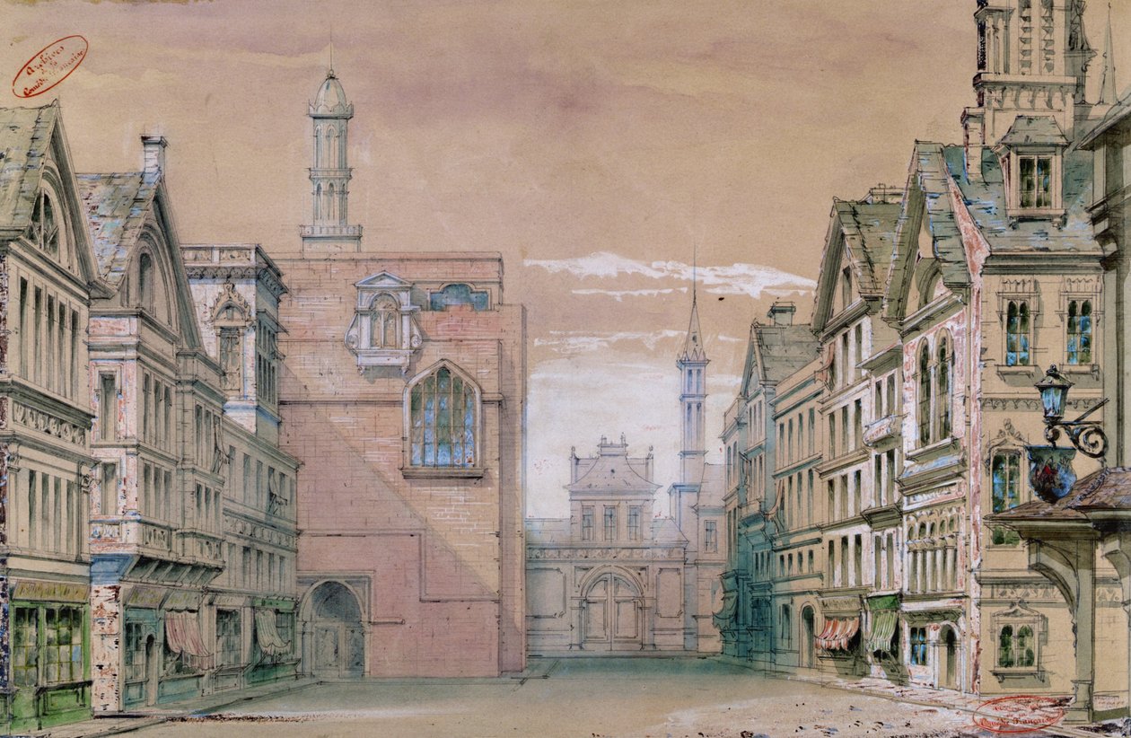 Gotisk gardin til Le More de Venise dAlfred de Vigny (1797-1863), 1829 af Pierre Luc Charles Ciceri