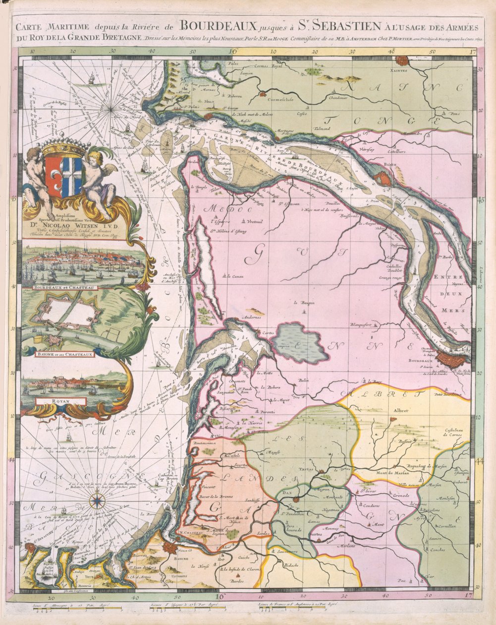 La Naptune Francois, eller Atlas of Marine Maps, 1693 af Pierre Mortier