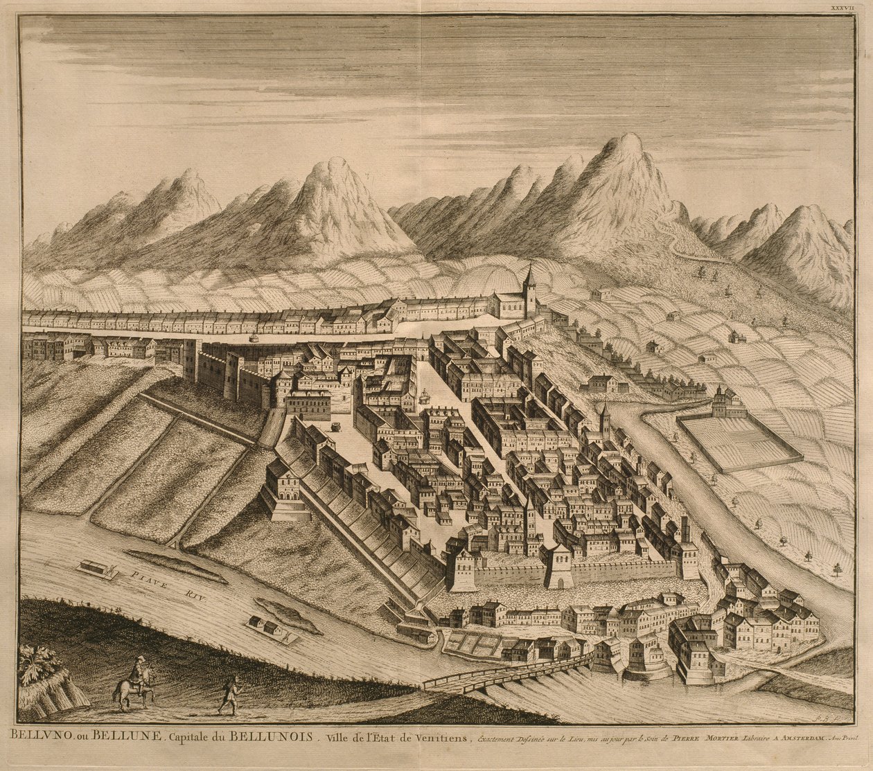 Kort over Belluno, fra 