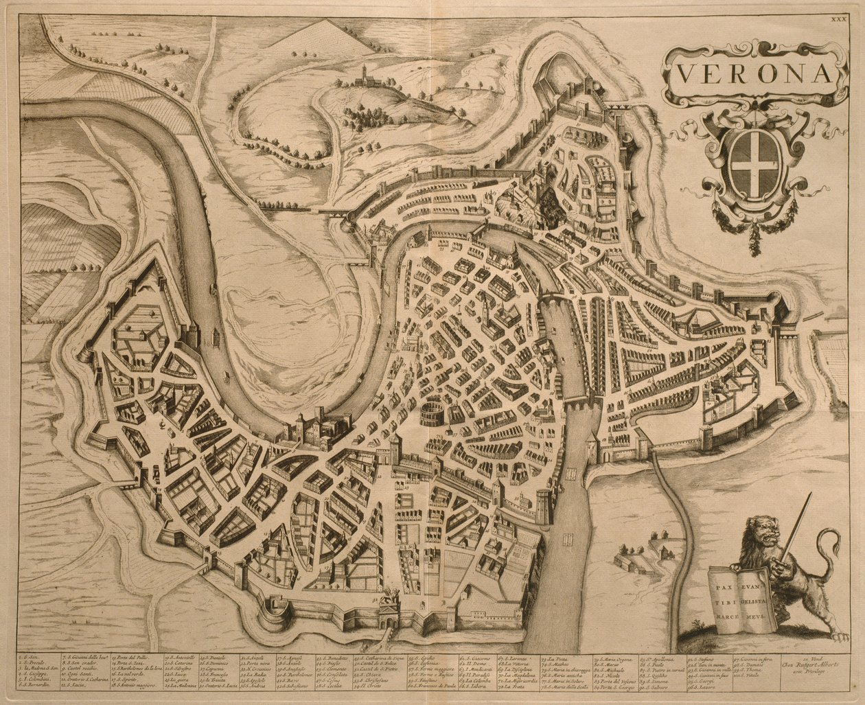 Kort over Verona, fra 