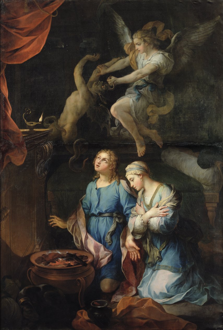 Tobias og Sarahs ægteskab. Den første nat, 1733 af Pierre Parrocel