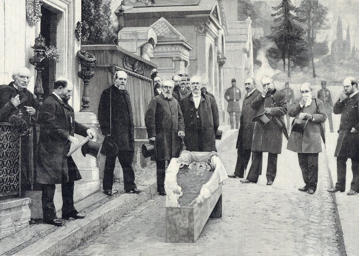 Udgravning af Rossinis rester ved Père-Lachaise af Pierre Petit