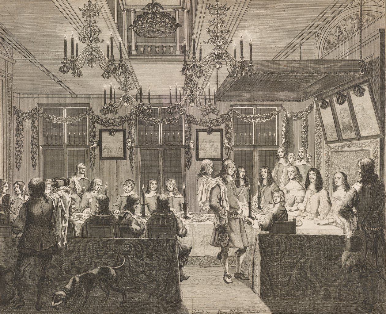 Banket i Mauritshuis den 30. maj 1660 i anledning af besøg af Charles II (1630-1685), konge af England af Pierre Philippe