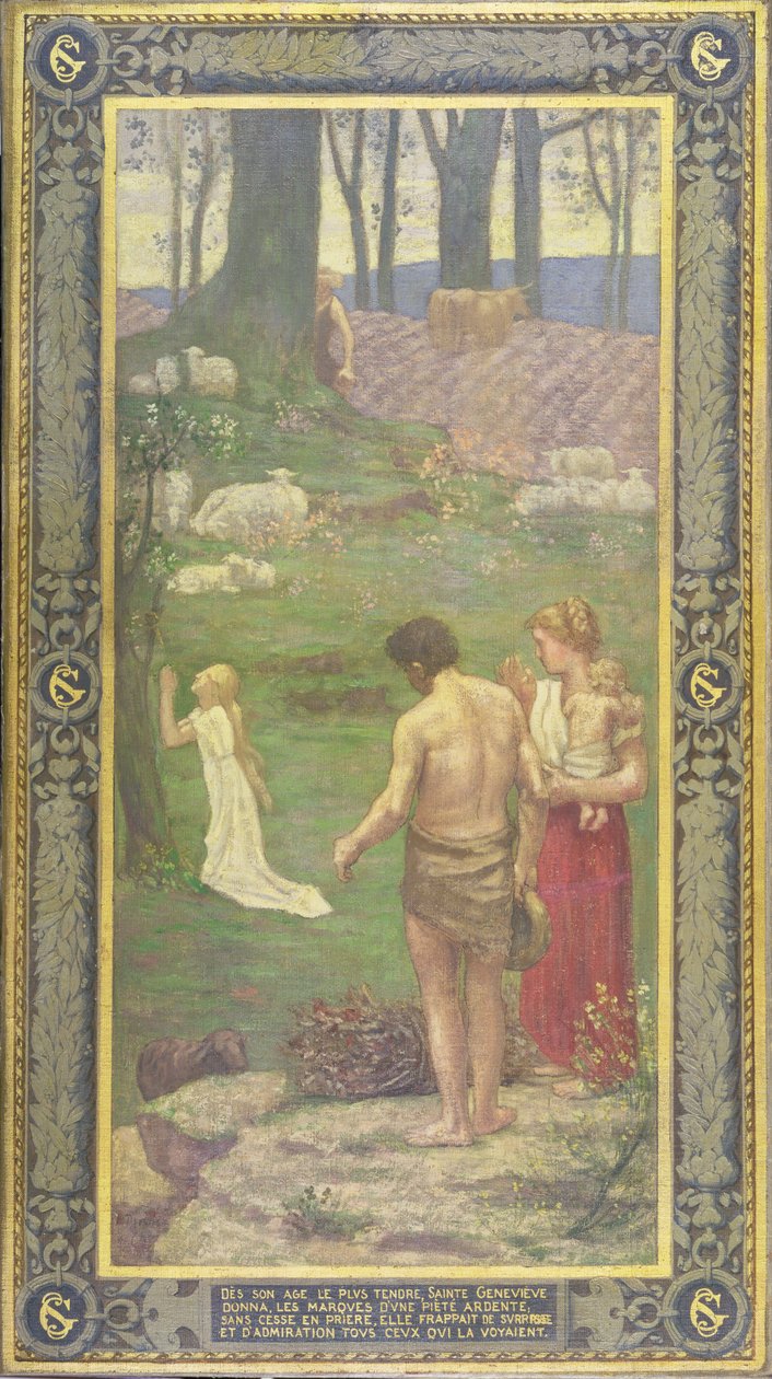 St. Genevieve som et barn ved bøn, 1879 af Pierre Puvis de Chavannes
