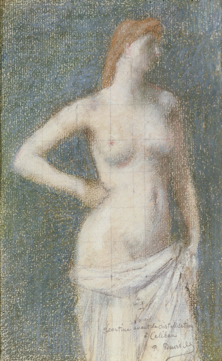 Studie af en kvinde til "Caliban", ca.1850 (pastel og kridt på papir) af Pierre Puvis de Chavannes