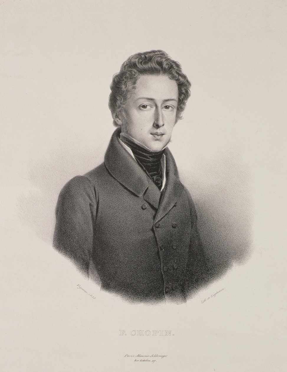 Frederic Chopin (1810-49) graveret af Gottfried Engelmann (1788-1839) 1833 af Pierre Roch Vigneron