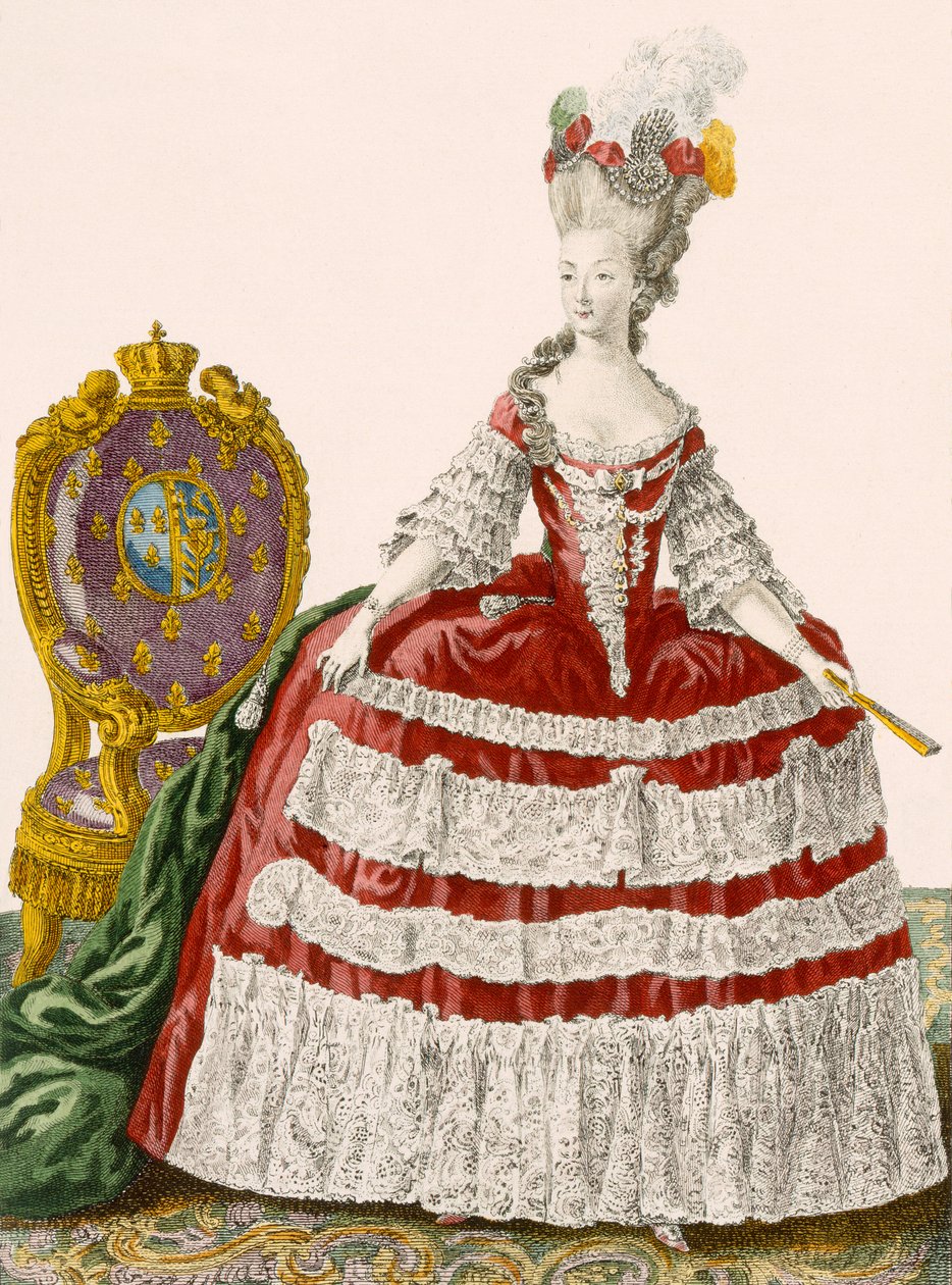 Dame hofkjole i mørk kirsebær, graveret af Patas, plade nr. 44 fra 